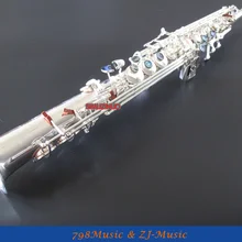 Посеребренный прямой Bb сопрано саксофон Bb key High F чехол