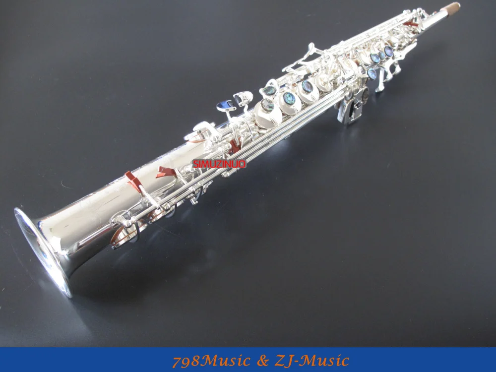 Silver Plated Straight Bb Soprano Saxophone Sax Bb key High F New Case