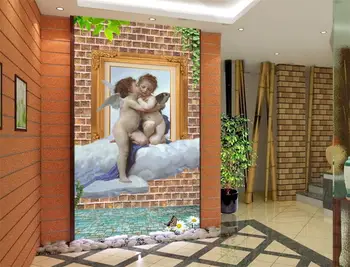 

3d wallpaper custom photo wallpaper living room porch mural brick wall cherub oil painting sofa background wallpaper for wall 3d