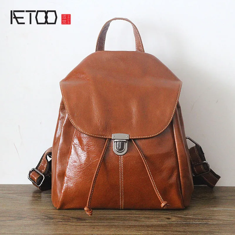 

AETOO layer of leather backpack women shoulder bag Korean women leather travel backpacks shoulder bags women genuine leather