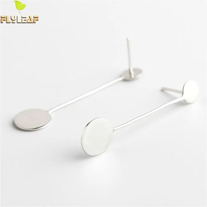 

Flyleaf 925 Sterling Silver Geometric Round Drop Long Earrings For Women High Quality Simple Dangle Earings Fashion Jewelry