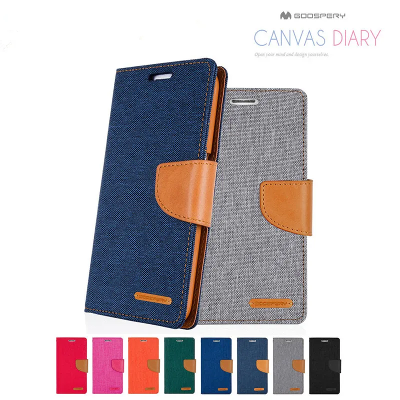

MERCURY GOOSPERY for Iphone x Case Stand Canvas Leather Flip Wallet Case for Iphone 8 8plus Cover For Iphone 7Plus 6S Coque case