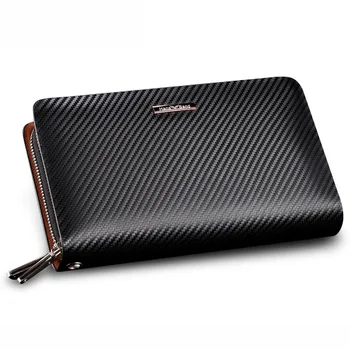 

New Split Leather Men's Clutch Bags Business Casual Handbags Zipper Men Clutch Wallet Long Cowhide Men Wallet Purses