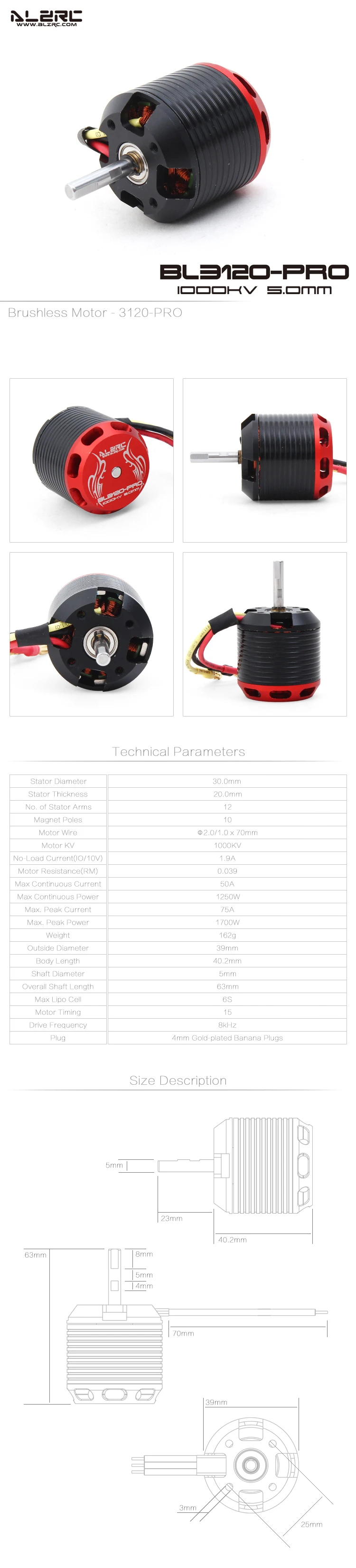 1 шт. ALZRC-Devil 380 RC вертолет запчасти бесщеточный двигатель 3120-PRO 1000KV Высокое качество Аксессуары для модели RC