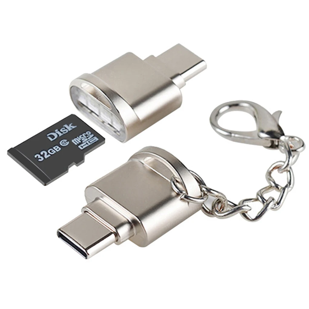 

Zinc Alloy Phone Camera Micro SD TF Memory Card High Speed Mini USB 2.0 Card Reader Chain Attached