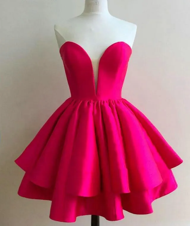 Hot Pink JaneVini Короткие платья выпускного вечера атласные ярко-розовые сексуальные Открытое вечернее платье длиной до колена а Линия Формальные Вечерние платья - Цвет: Hot Pink