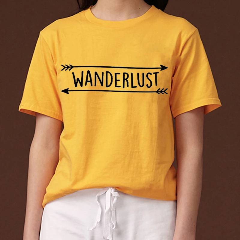 

Wanderlust Letters Print Women tshirt Casual Cotton Hipster Harajuku O Neck t shirt For Girl Tumblr Black Femme Tumblr T-shirts