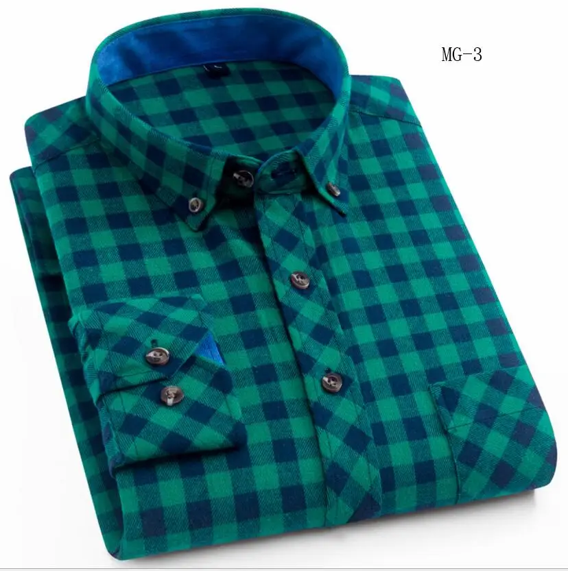 New Plaid Flannel Mens Shirts Long Sleeve Social Masculino Brand Male Shirts