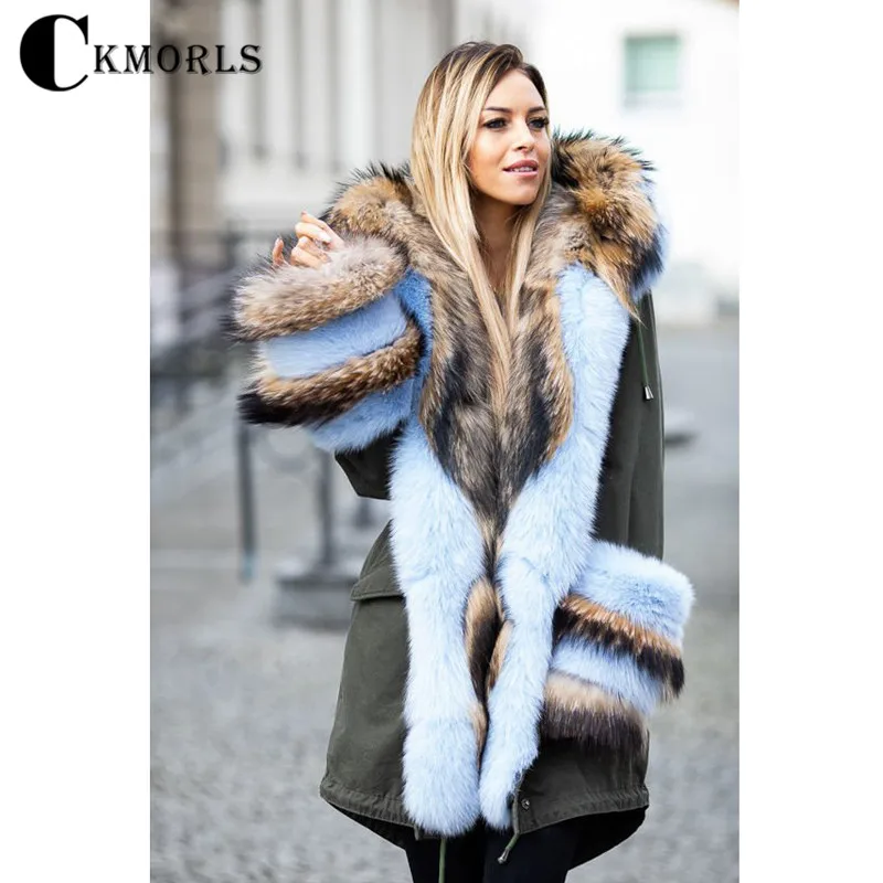 

CKMORLS New Fashion Real Fur Parka For Women Winter Coat With Raccoon Fur And Fox Fur Collar Thick Warm Fur Jacket Luxuty Parkas