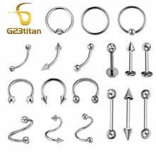 G23 титана основные общие кольца для пирсинга тела Ушные Шпильки для бровей ниппель нос Лабрет перегородка губы сегмент кольца Промышленные Штанги