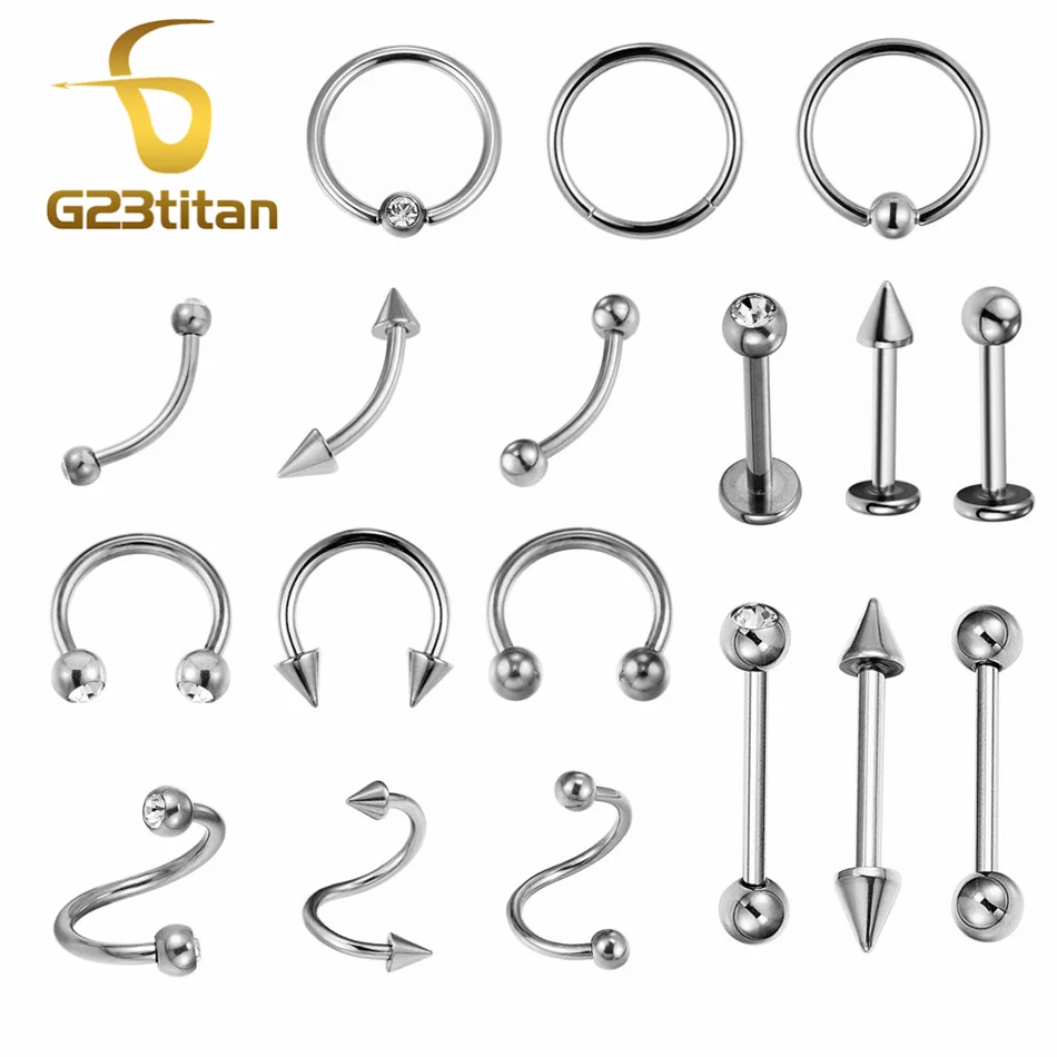 

G23 Titanium Basic General Body Piercing Rings Ear Studs Eyebrow Nipple Nose Labret Septum Lip Segment Rings Industrial Barbell