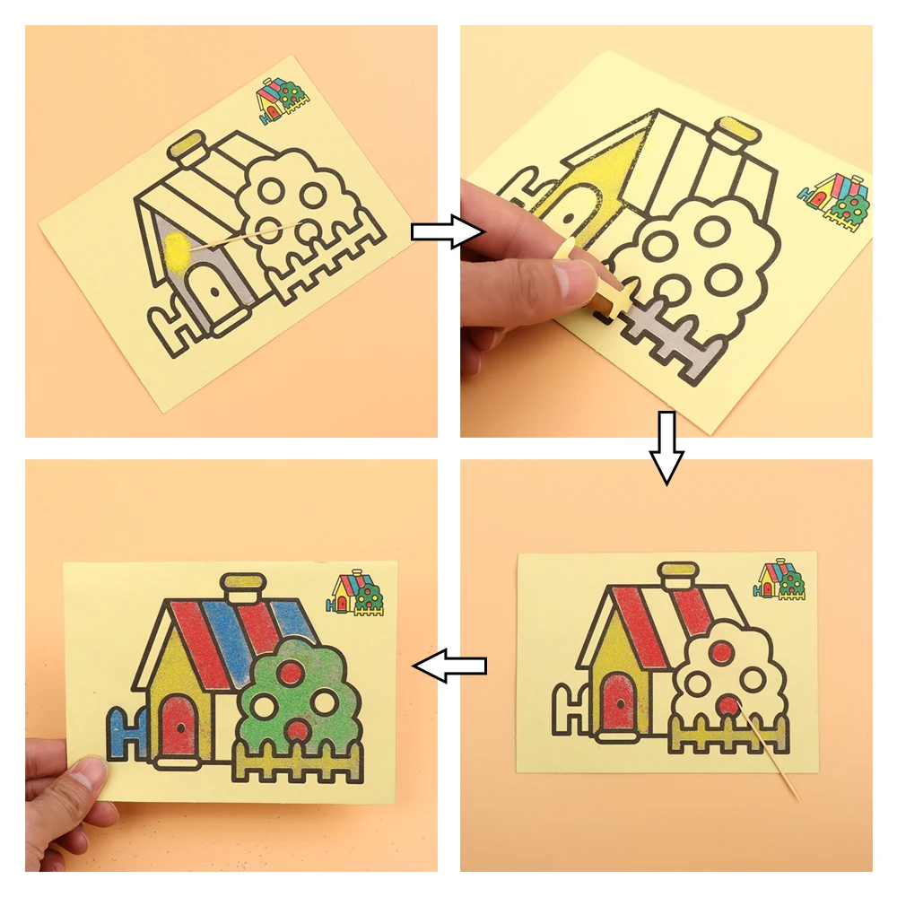 Kids color sand painting art creative drawing toys sand paper art crafts toy 0U