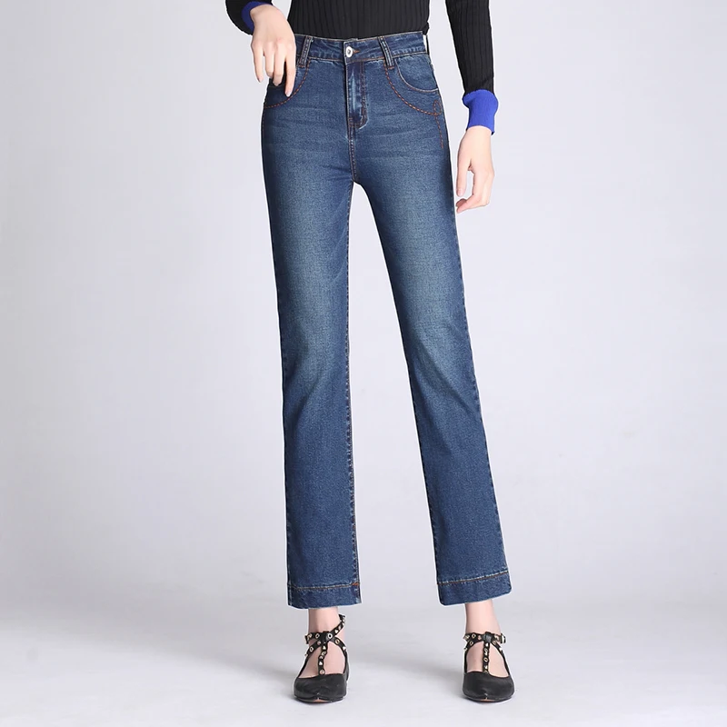 Casual Mezcla Tamaño Sy50803 Otoño Sueltos Pantalones Más Nueva Las Denim Algodón Azul Rectos Primavera p2 Para Jeans Moda De P1 Mujeres Capris gznOwCdqgx
