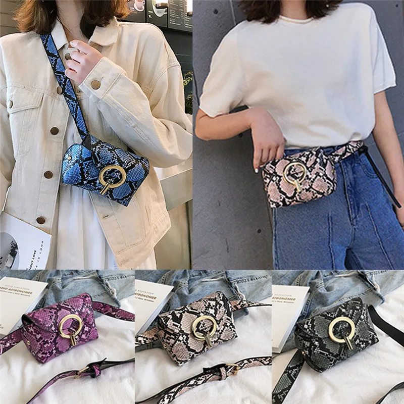 

NOENNAME_NULL Ladies Leather Snake Cross Body Messenger Bag Women Shoulder Waist Over Bags Han