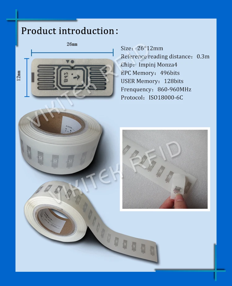 RFID метка UHF стикер Impinj B42 мокрой инкрустация 915 МГц 900 868 МГц 860-960 МГц Higgs3 EPCC1G2 6C Смарт клей пассивный RFID метки RFID этикетка