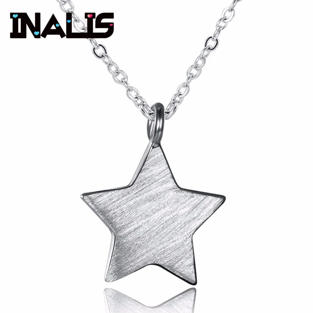 

INALIS Elegant Necklace 925 Sterling Silver Fine Jewelry for Women Star Shape Pendant Lovely Collar Best Birthday Friend Gift