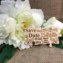 Пользовательские головоломки сохранить дату магнит набор, дерево сохранить дату, свадьба сохранить дату, свадебные аксессуары, выгравированные магниты