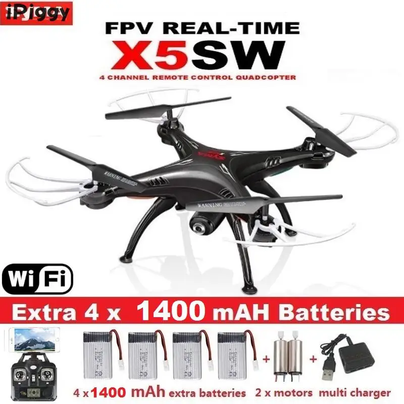 

SYMA X5SW FPV DroneQuadrocopter With 5 Battery X5C Upgrade WiFi Camera Real Time Video RC Quadcopter 2.4G 6-Axis