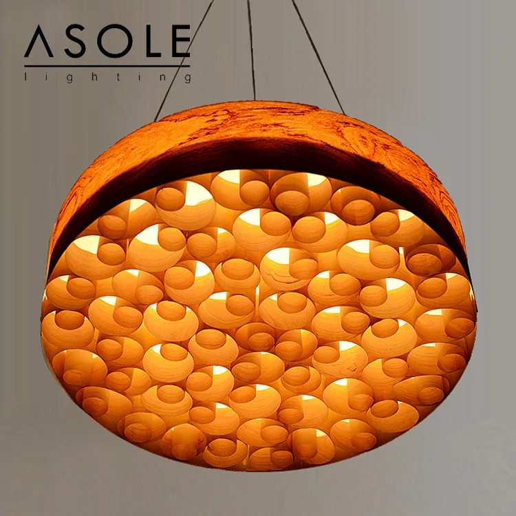 

modern brief creative Tailand style 48/60cm wooden pendent lamp for living room dining room villa decoration lamp A285