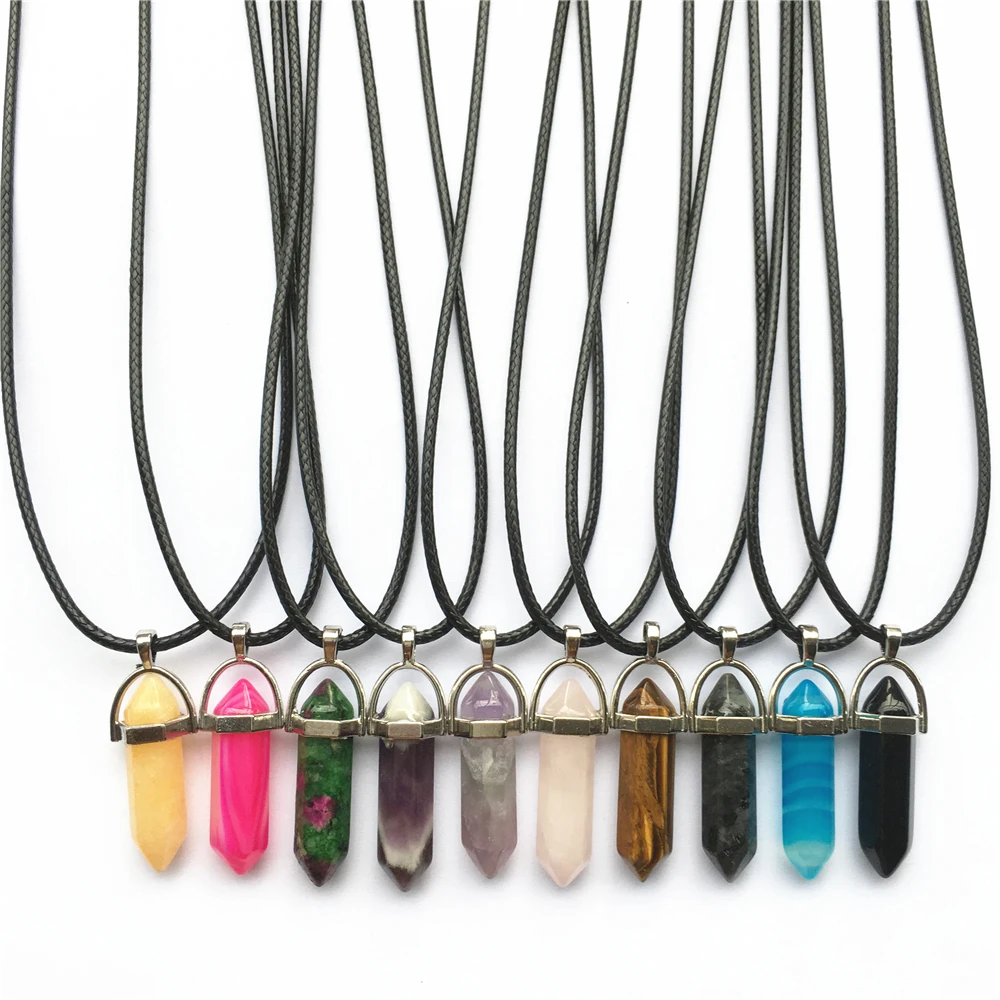 

Fashion Natural Stone Crystal Pillar Blue Agates Pendants Necklaces for Making Jewelry Mixed Charm Point Pendant Only One 1PCS