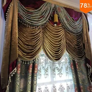 

3D Spark flower pattern the classical curtains pink flower on green silky drapery quality luxury drapes finished Curtain Rideau