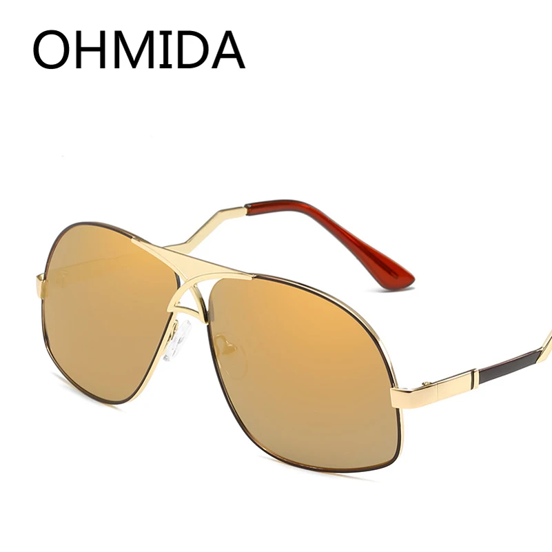 OHMIDA Avaitor Men's Sunglasses Luxury Brand Vintage Gold Sunglasses
