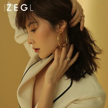 

ZEGL earrings women jewelry big ring earrings earrings European and American ring earrings long fashion big earrings