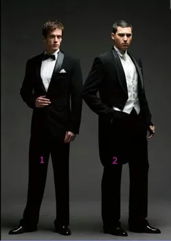 

Custom Made Black Groom Tuxedos Tailcoat Groomsmen Men's Wedding Prom Suits (Jacket+Pants+Vest+Tie) NO:075