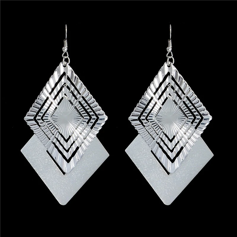 

SHUANGR Punk Style Top Quality Fashion Design Silver Color Dangle Earrings for Women Fancy Earring