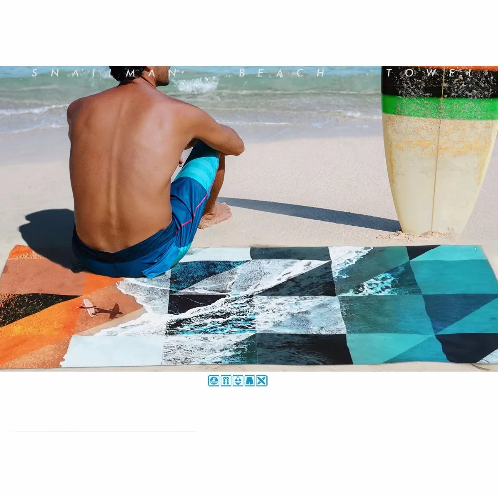 

Microfiber Compact beach Towel Stereoscopic Geometry Towel Bath Holiday Quick Drying Summer gif surfing Towel