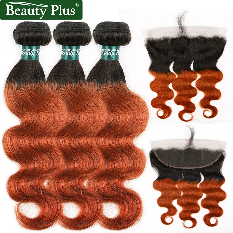 

BP Brazilian Hair Orange Bundles With Frontal Body Wave Ombre Bundles With Closure Remy Human Hair Weave Bundles with Closure