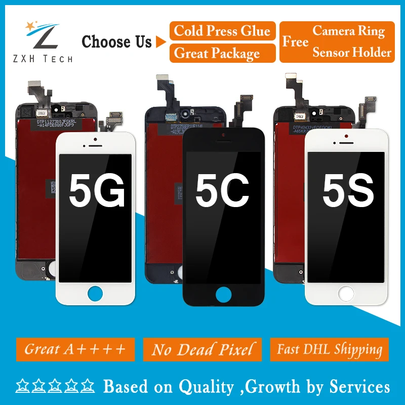 1 шт. качество A + дисплей для iPhone 5S 5C 5 ЖК дигитайзер в сборе с отличной сенсорной