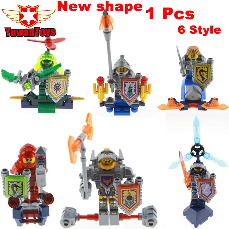 

1 pcs Knights Building Block mini Axl Clay Macy Lance Aaron Jestro Figures Kids Gift Compatible Nexus elieds JX1029