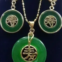 Серебро Природный красивый зеленый камень ожерелье комплект серьги кварц изысканные свадебные широкий часы крылья королева