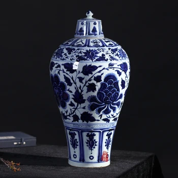 

Antique ceramic vase classic blue and white porcelain dragon flower vases jars