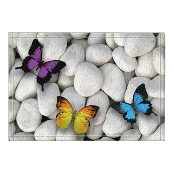 

Butterfly On White Stone Bath Rugs, Non-Slip Floor Entryways Outdoor Indoor Front Door Mat,60x40cm Bath Mat Bathroom Rugs
