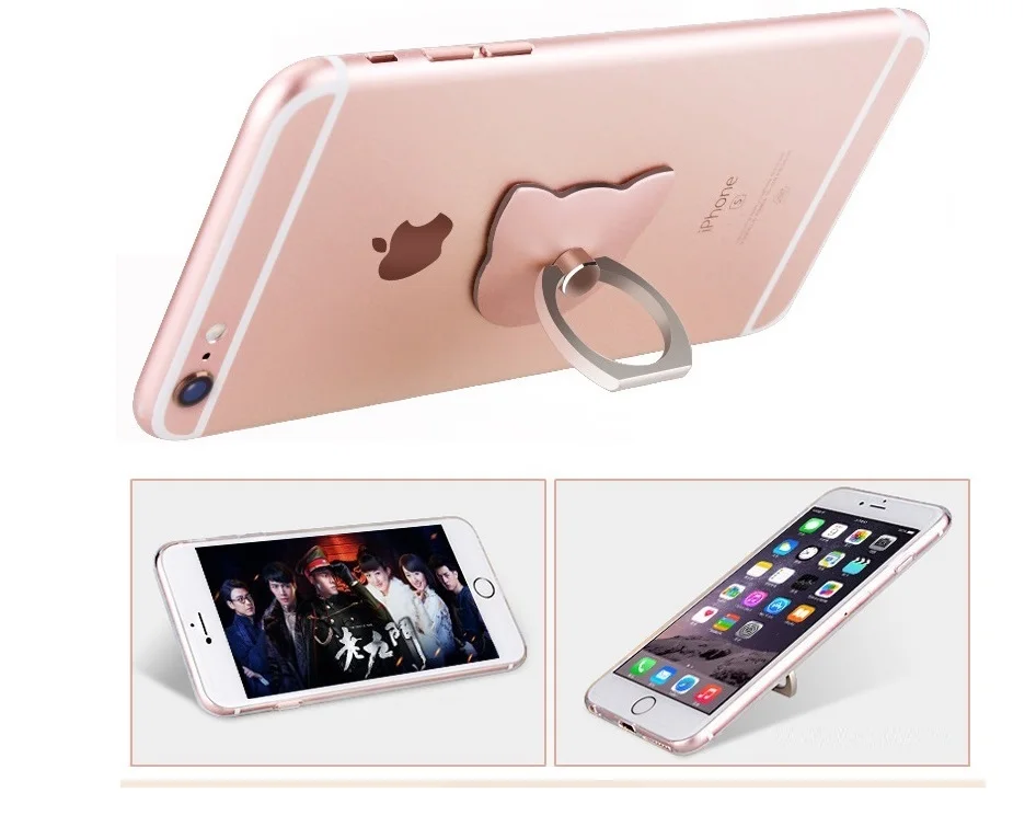 360 Rotate Finger Ring Holder Mobile Stand for Iphone Samsung Support Finger Bracket Mount Grip Cute Cartoon Heart Rabbit Bunny