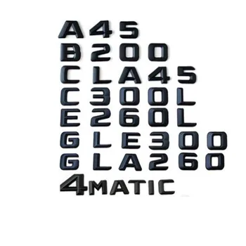 

3D Abs Black Trunk Rear Number Letters Badge Emblem Sticker for Mercedes Benz W176 A/B/C/E/S Series GLA CLA 4MATIC A Class A45