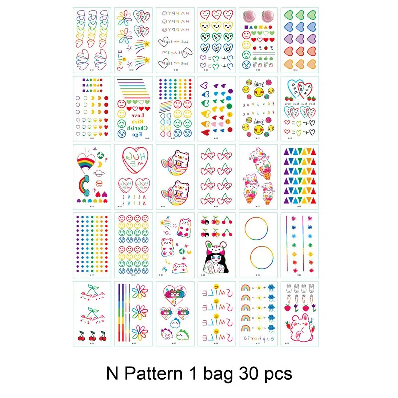 1 Bag 30 pcs DIY stationery stickers children Tattoo Stickers office stationery