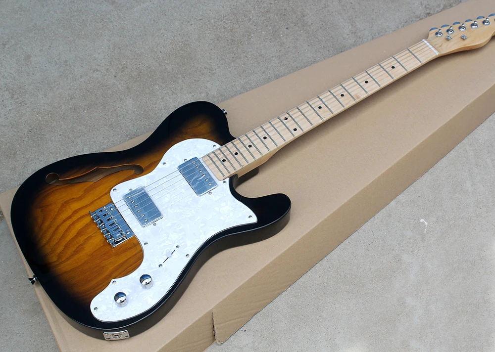 

Semi-hollow Electric Guitar with White Pearl Pickguard,Maple Fingerboard,Chrome Hardwares,offering customized services