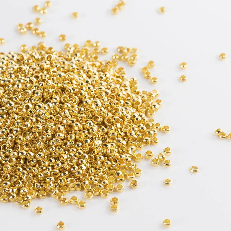 Gold 200 шт Золото Серебро 2 2,5 3 3,5 4 мм медный обжимной бисер с большим отверстием пробки разделительные бусины для Diy ювелирных изделий - Цвет: Gold