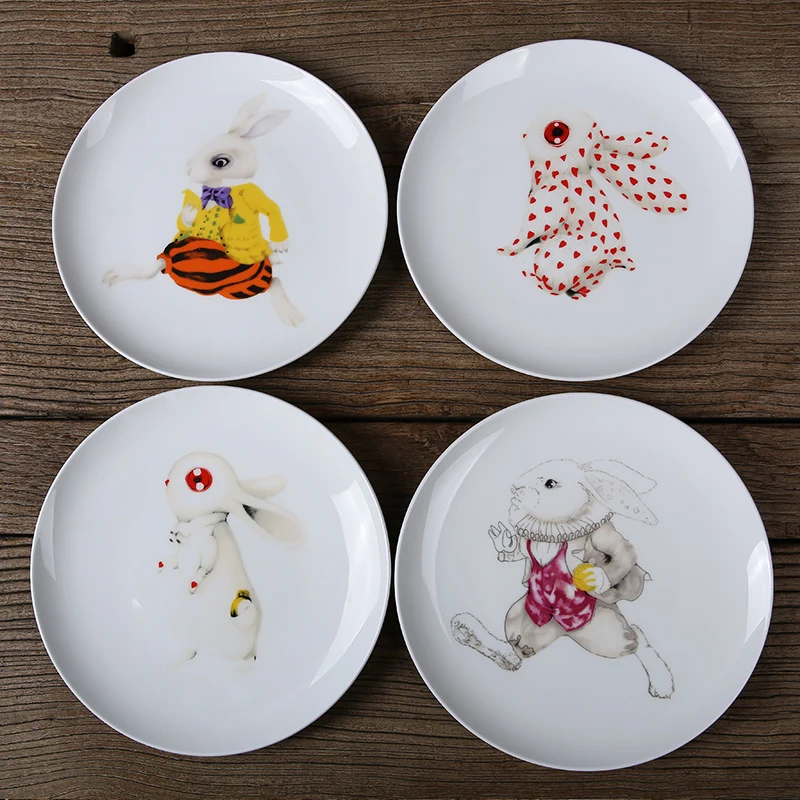 NEW Fashion Animal Rabbit Dinner Plates Porcelain Plates Saucers Tray Dish Kitchen Ceramic Tableware Children s
