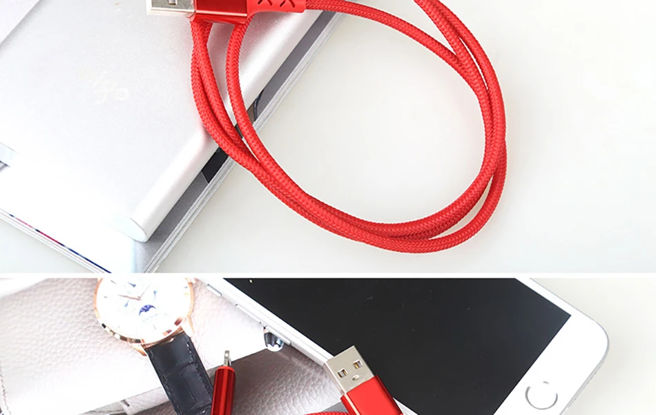 NOHON USB Nylon Charging Cable For iPhone X 10 8 7 6 5 Plus XS MAX XR Lighting Charge Cord With LED For iPad Mini 1 2 3 Charger  (17)
