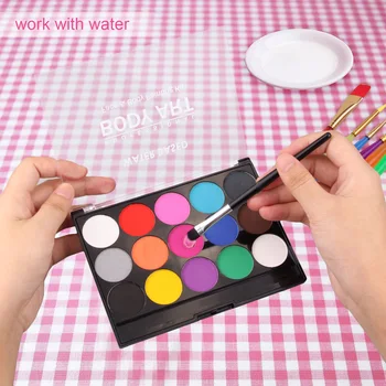 

15PCS Kids Adults Safety Colorful Solid Pigments 6PCS Painting Brushes Set Drawing Toy for Festive Face Body Paint Graffiti Kit