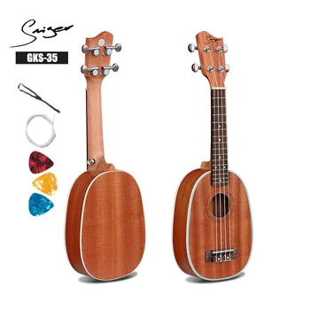 

Ukulele 21 Inches Sapele Mini Electri Soprano Acoustic Guitars 4 Strings Ukelele Music Install Pickup Travel Guitar Oval