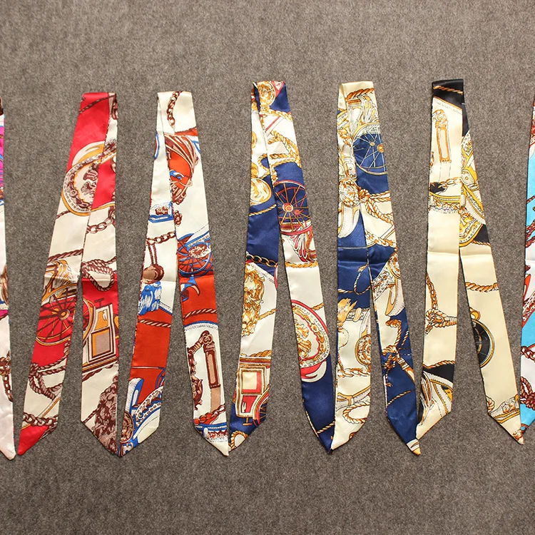 Slender ties wrapped bag handle scarves small ribbon decorative scarf bag with women scarf Hair Ribbons