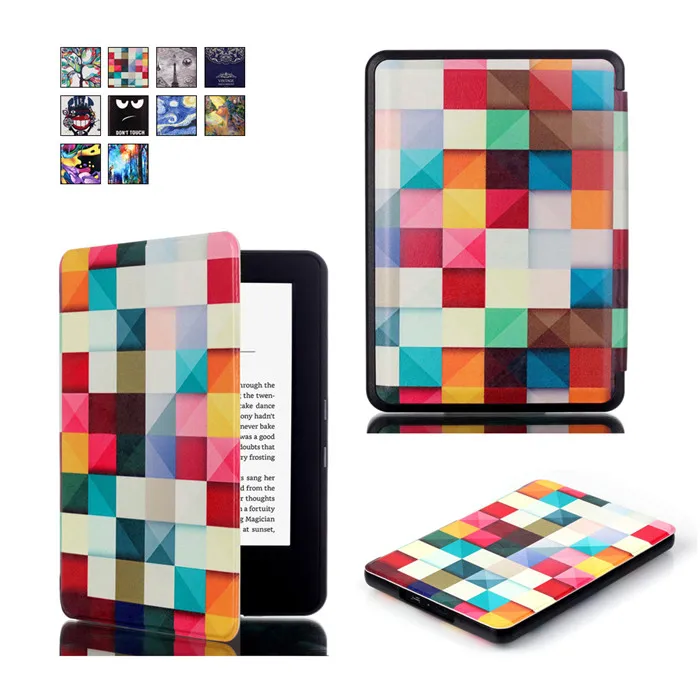 

100Pcs/Lot PU Leather Smart Cover Case for Amazon New Kindle 8 8th 2016 Generation Gen Fundas Version + Screen Protector Gift