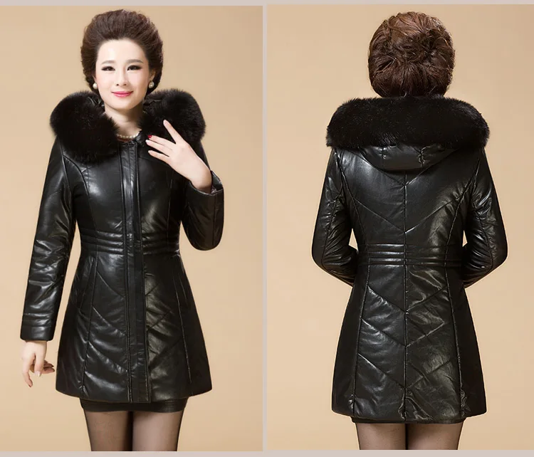 Women Winter Long Jackets Coats Padded Thick Coat Hooded Faux Fur Collar Jackets Women Plus Size 6XL Leather Jacket And Coat CH753 (3)