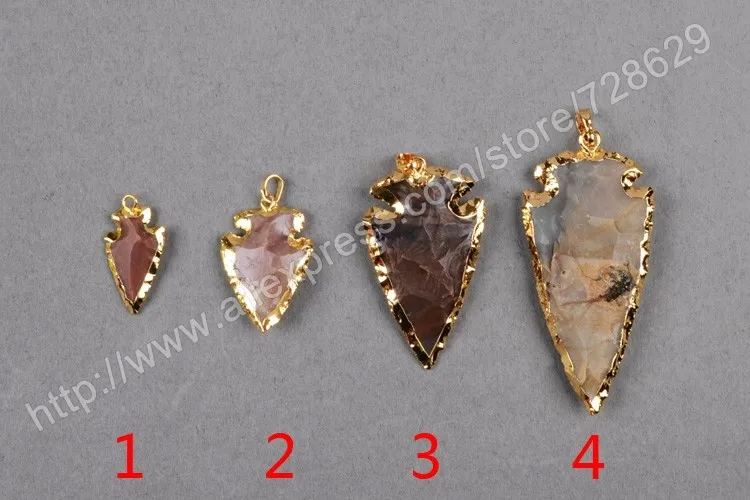 Borosa 10 шт./лот Arrowhead золото Цвет натуральных камней кулон из бисера Ювелирных изделий g0505