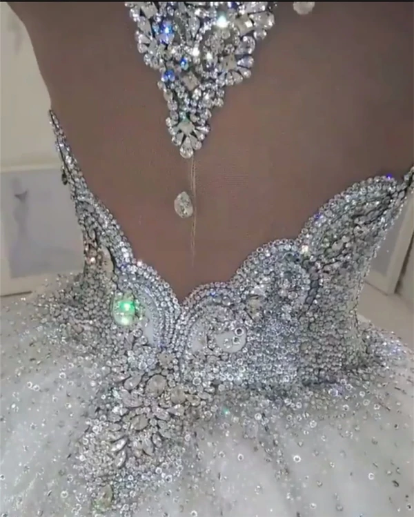 Robe de mariage роскошное бальное платье Пушистый Кристалл Алмазный бисер Формальное свадебное платье 2019 High-end Свадебный платья